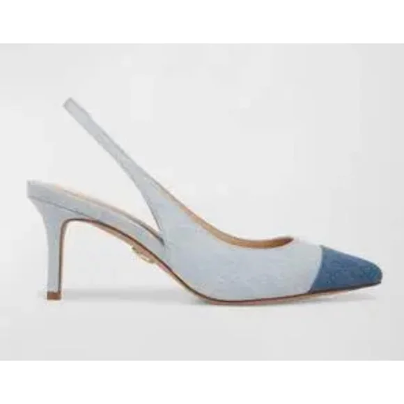 New Veronica Beard Liliana Denim Slingback Pumps Light Blue Blue 39/9 - Picture 5 of 8